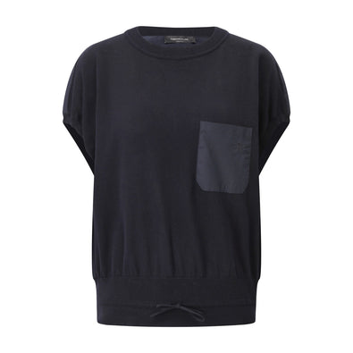 Oversized Shirt aus Material-Mix M / Dunkelblau