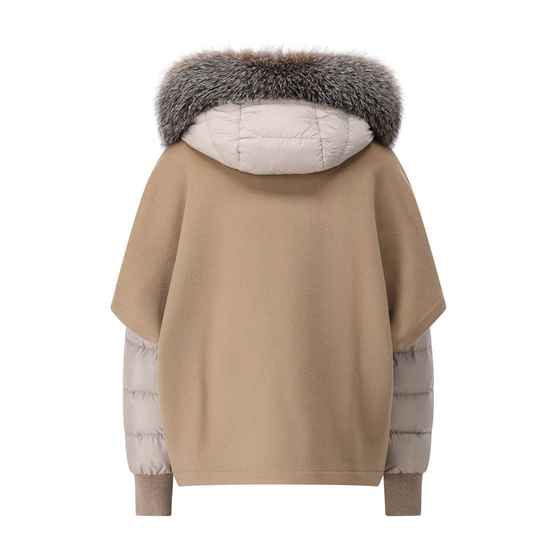 Moorer Steppjacke Pegaso mit Cape und Pelz-Besatz Damen