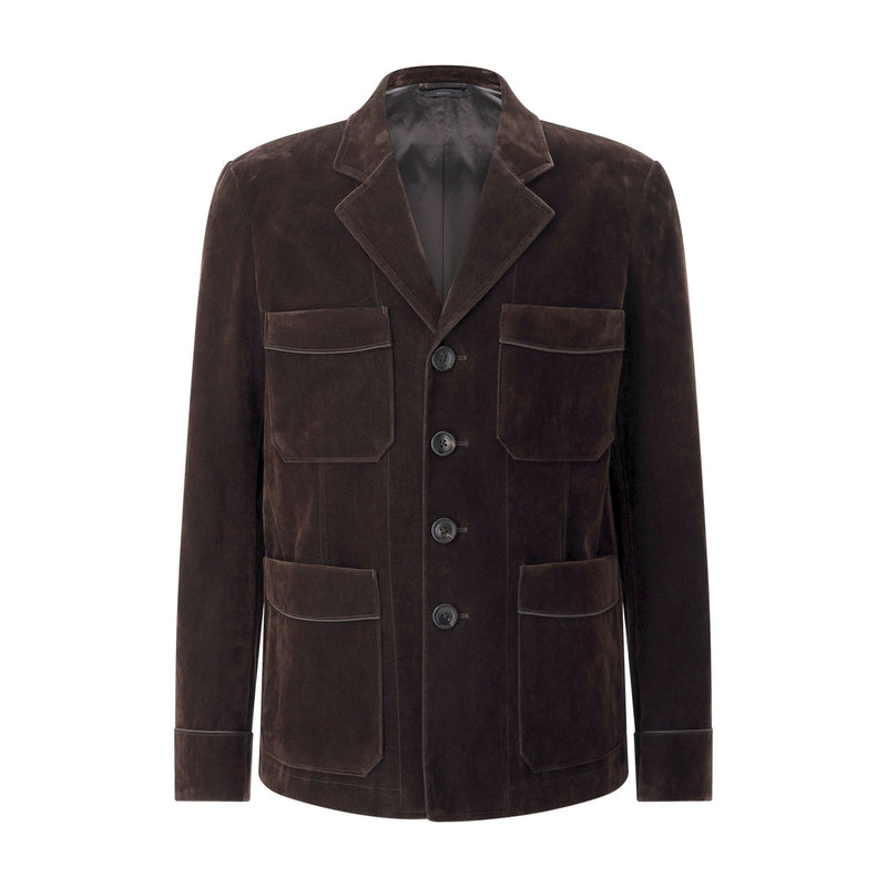Beflockte Jacke aus Samt 56 / Dunkelbraun