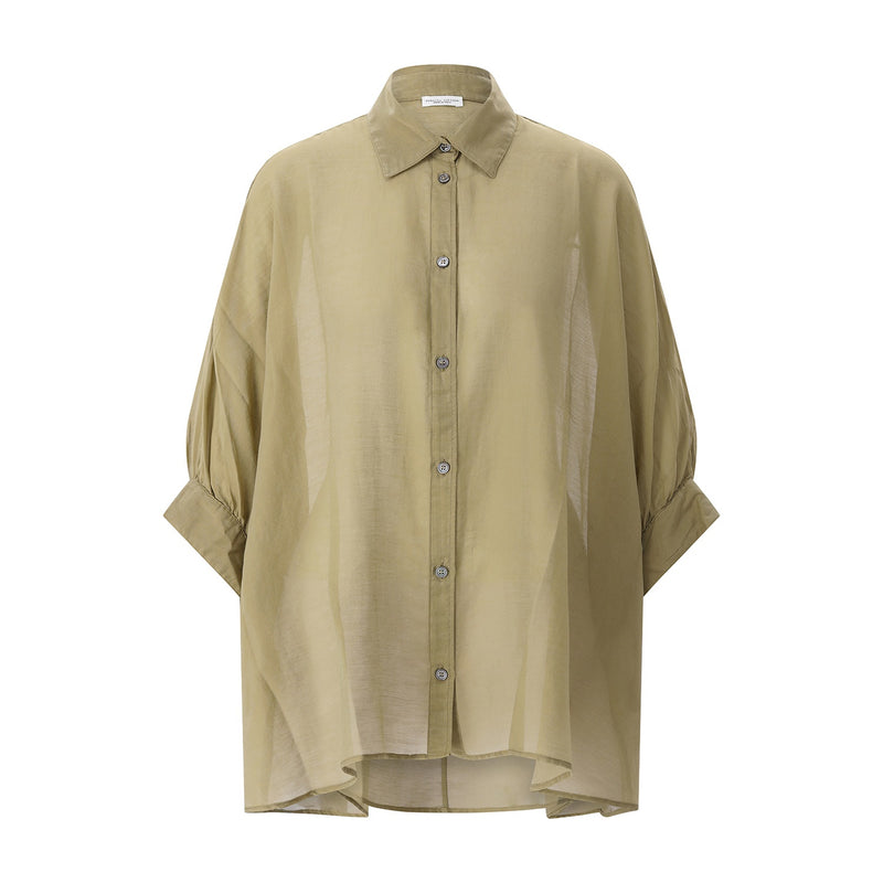 Hemdbluse aus Baumwollmix M / Grün