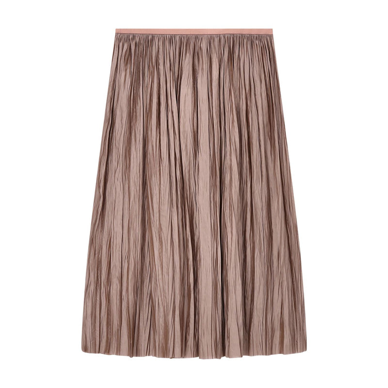 Plissierter Midirock L / Braun