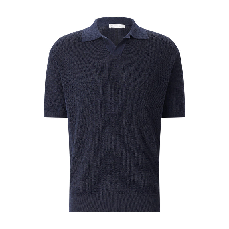 Poloshirt aus Leinenmix 54 / Dunkelblau