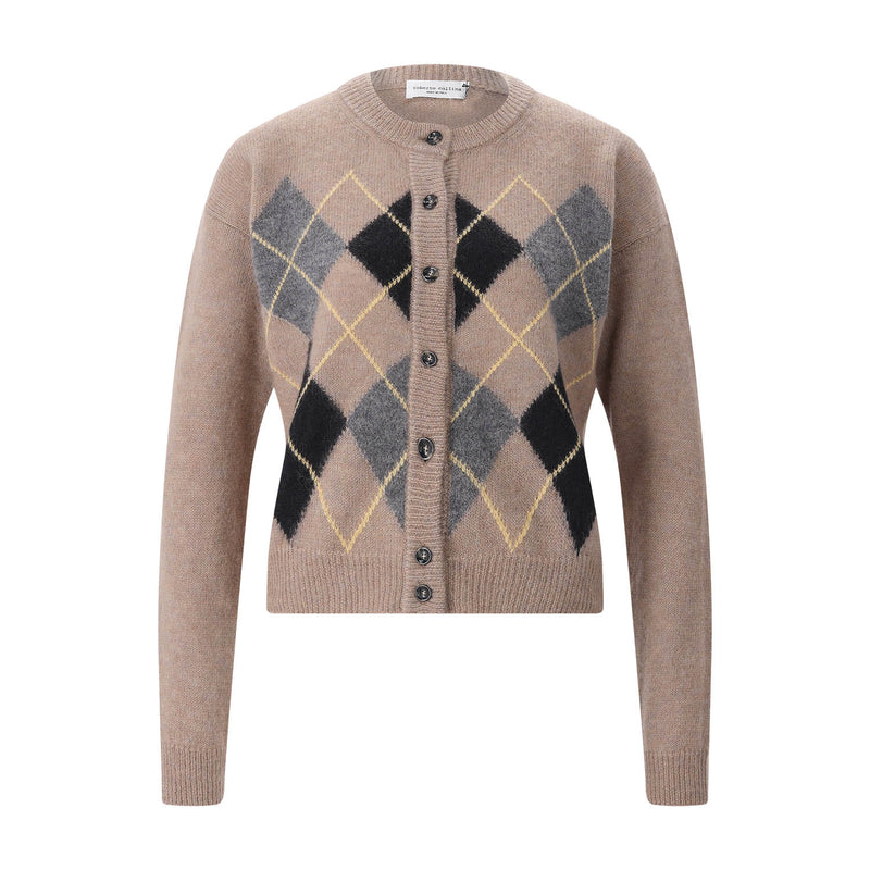 Strickjacke mit Argyle-Muster XL / Hellbraun