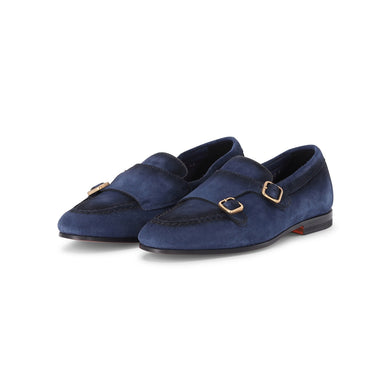 Doppel-Monksstraps aus Veloursleder 11 / Blau