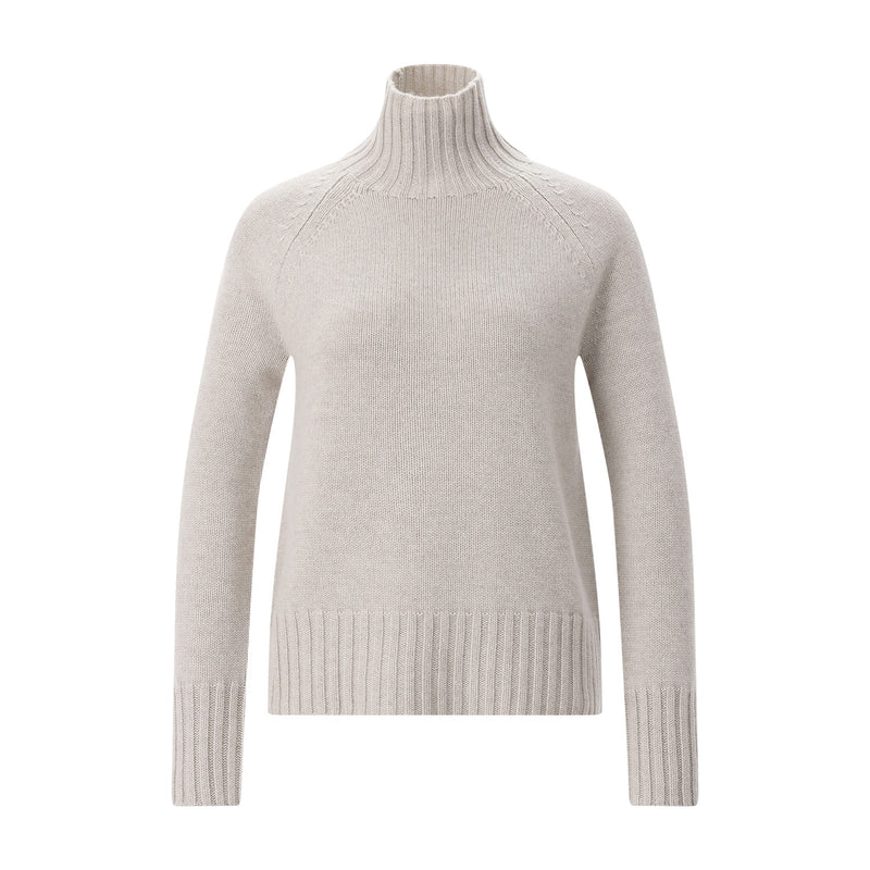 Rollkragenpullover aus Kaschmir-Woll-Mix L / Beige