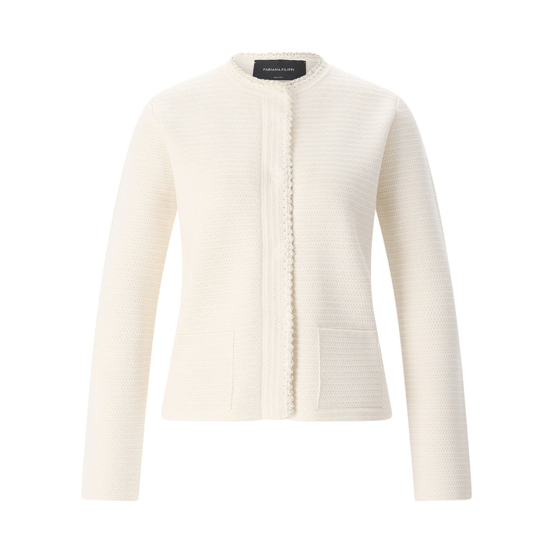Strickjacke aus Wollmix 40 / Creme