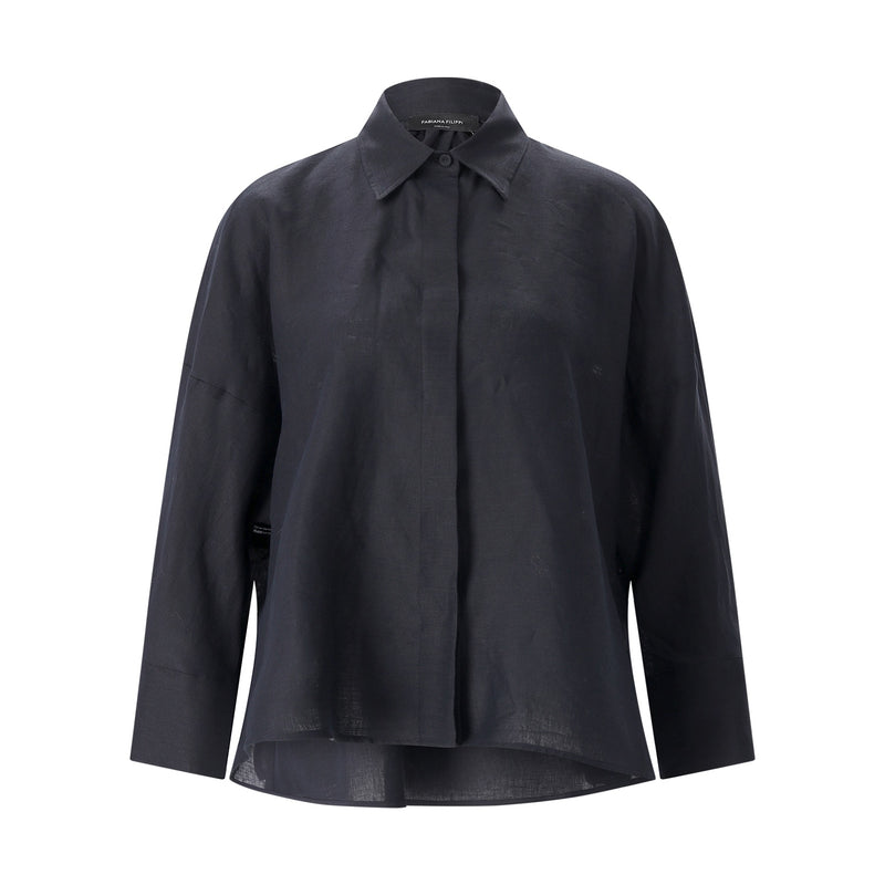 Hemdbluse aus Baumwolle 42 / Dunkelblau