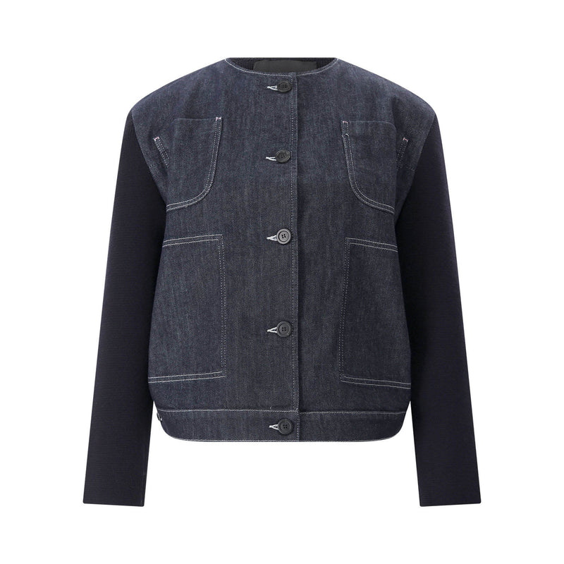 Jacke aus Denim und Strick 42 / Navy
