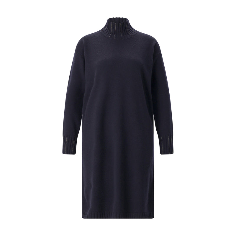 Midikleid mit Seide und Kaschmir 42 / Schwarz