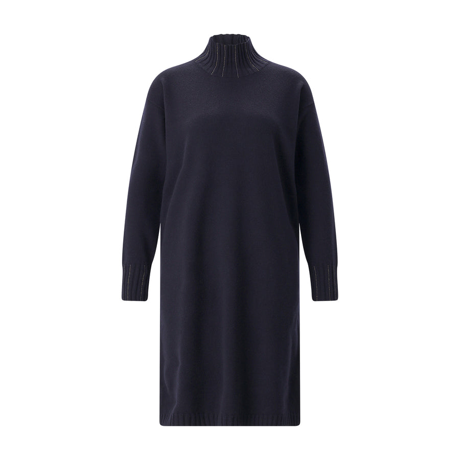 Midikleid mit Seide und Kaschmir 42 / Schwarz