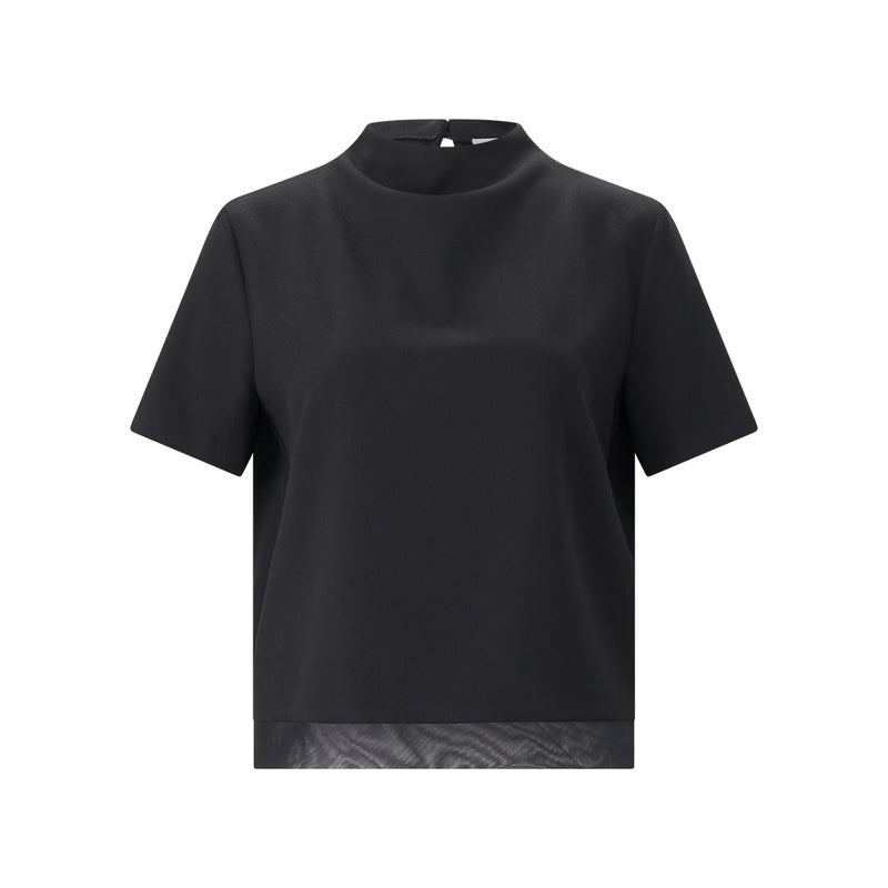 Top aus Schurwolle 40 / Schwarz