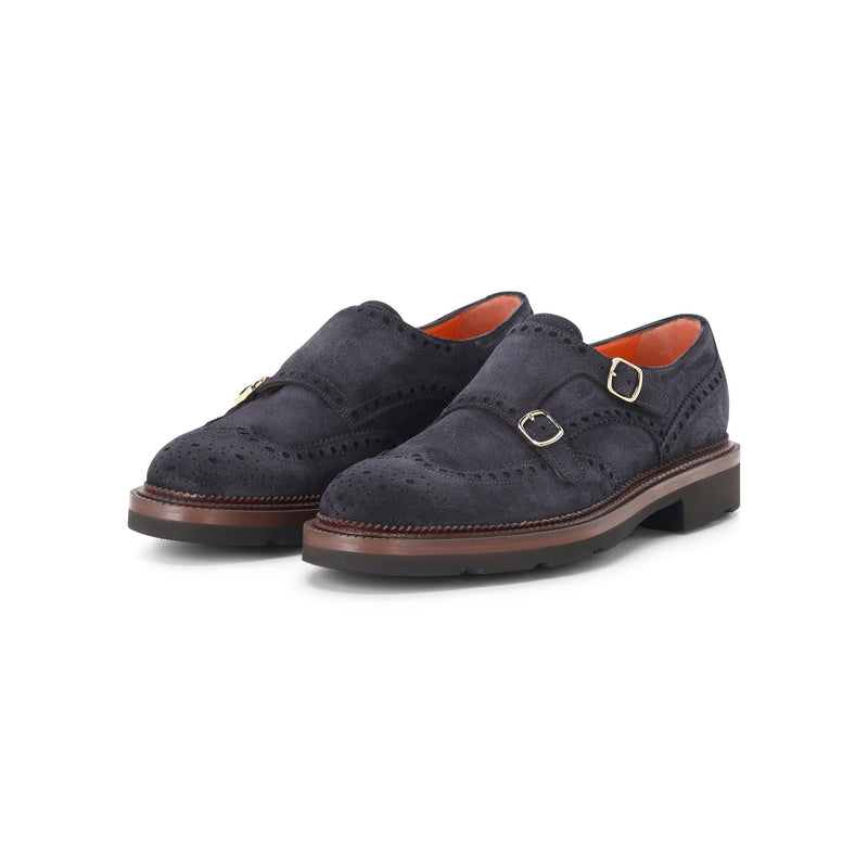 Santoni Doppel-Monkstraps aus Veloursleder Herren