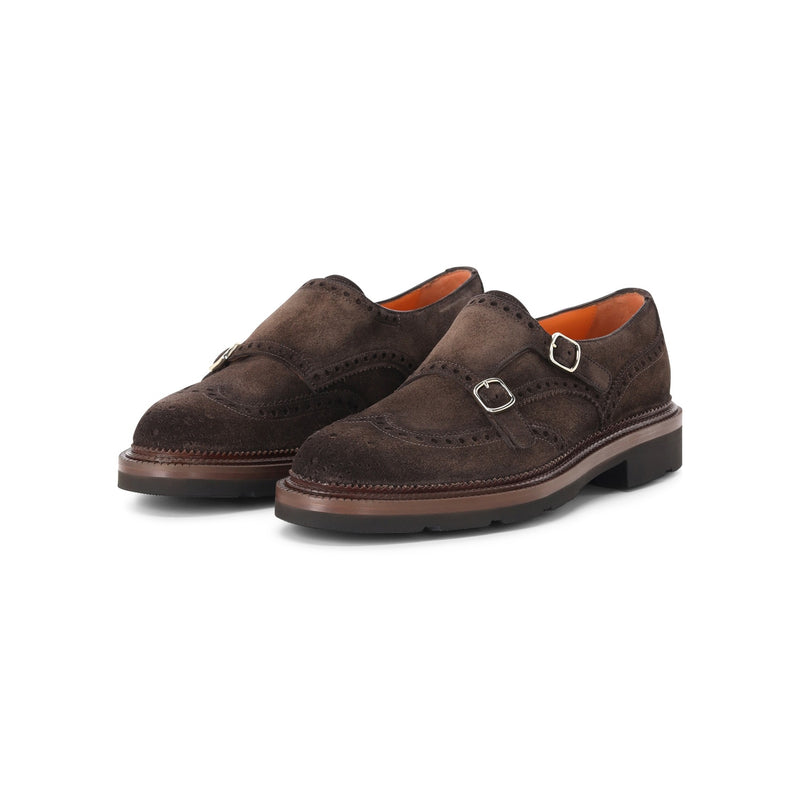 Santoni Doppel-Monkstraps aus Veloursleder Herren