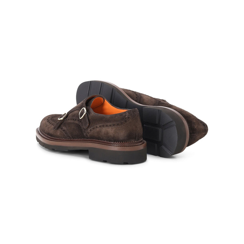 Santoni Doppel-Monkstraps aus Veloursleder Herren