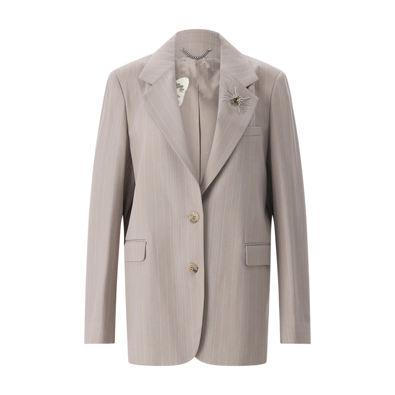 Gestreifter Blazer 40 / Hellbraun