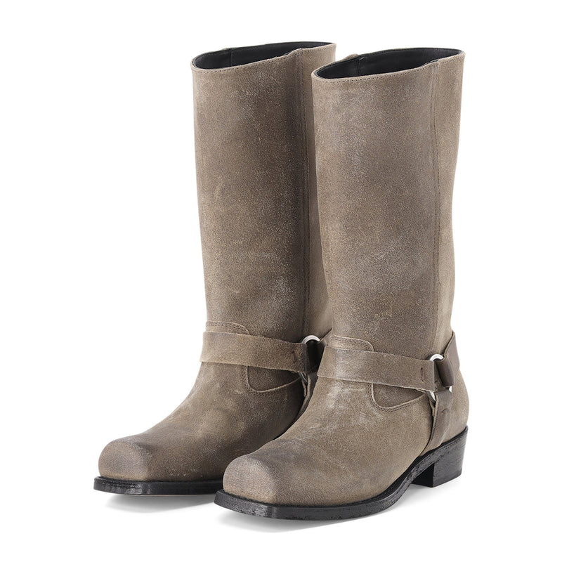 Bikerstiefel aus Veloursleder