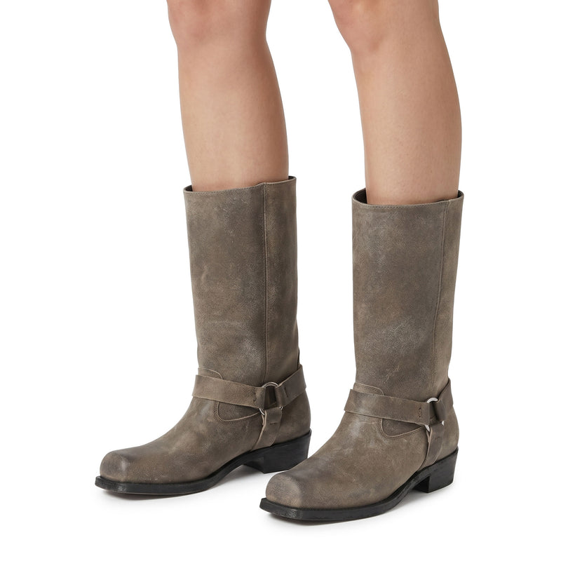 Bikerstiefel aus Veloursleder
