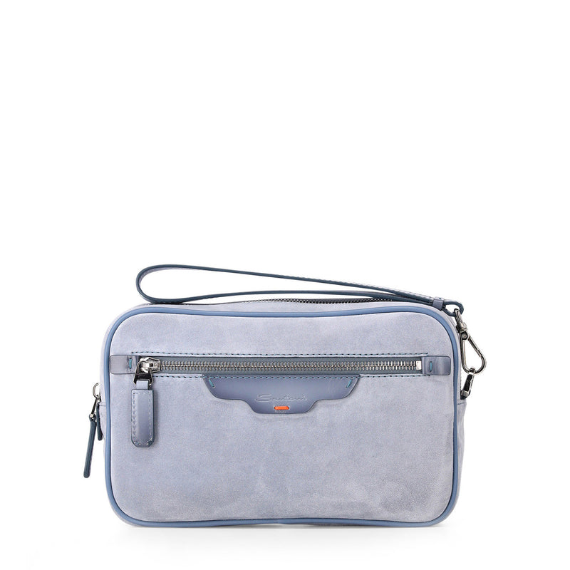 Travel Bag aus Veloursleder One Size / Hellblau