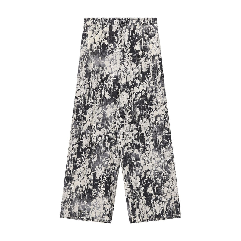 Weite Stoffhose Lorenza aus Satin 44 / Schwarz