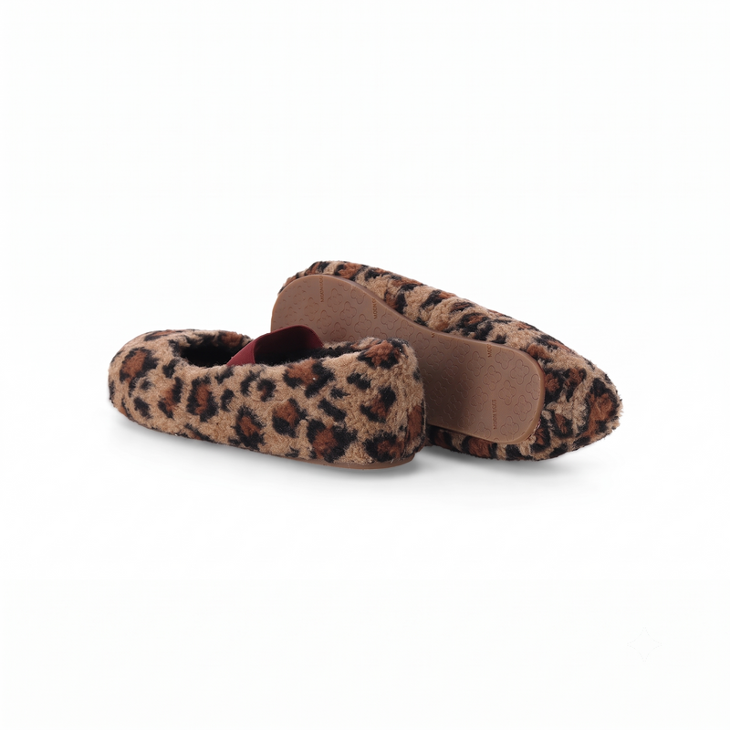 Shearling Ballerinas mit Animalprint