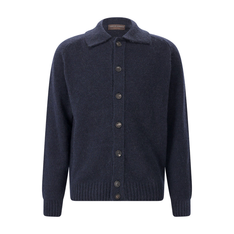 Strickjacke aus Alpaka-Woll-Mix 56 / Navy