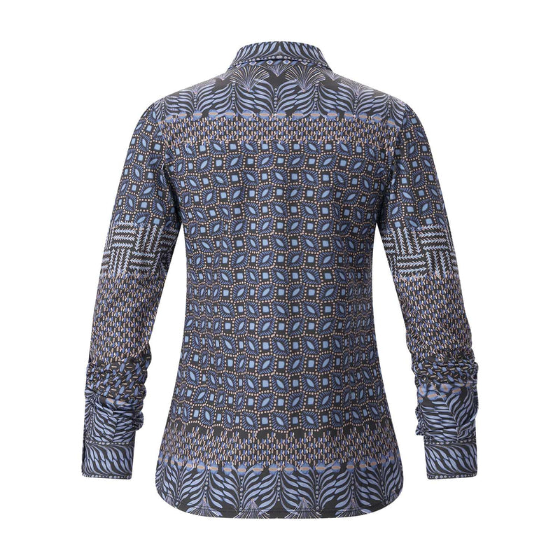 Bluse mit gerafften Ärmeln XL / Blau