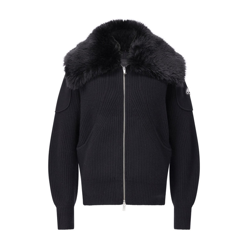 Moose Knuckles Strickjacke mit Fellbesatz Damen