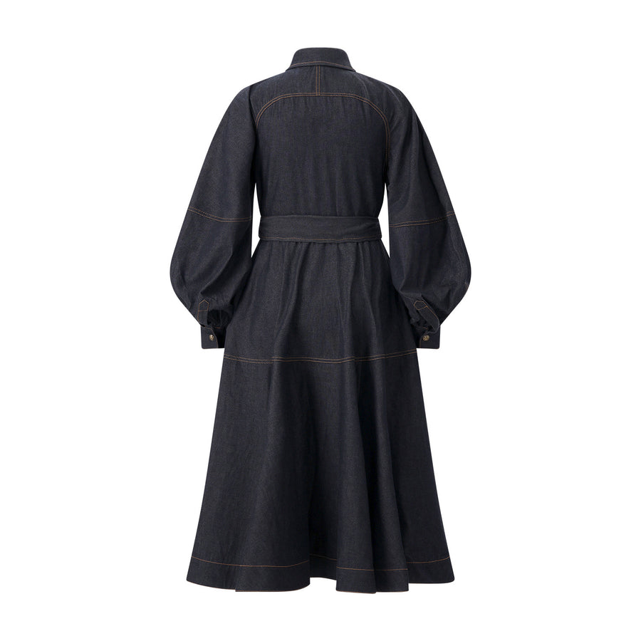 Denimkleid Denim Sash Midi aus Baumwolle 42 / Dunkelblau