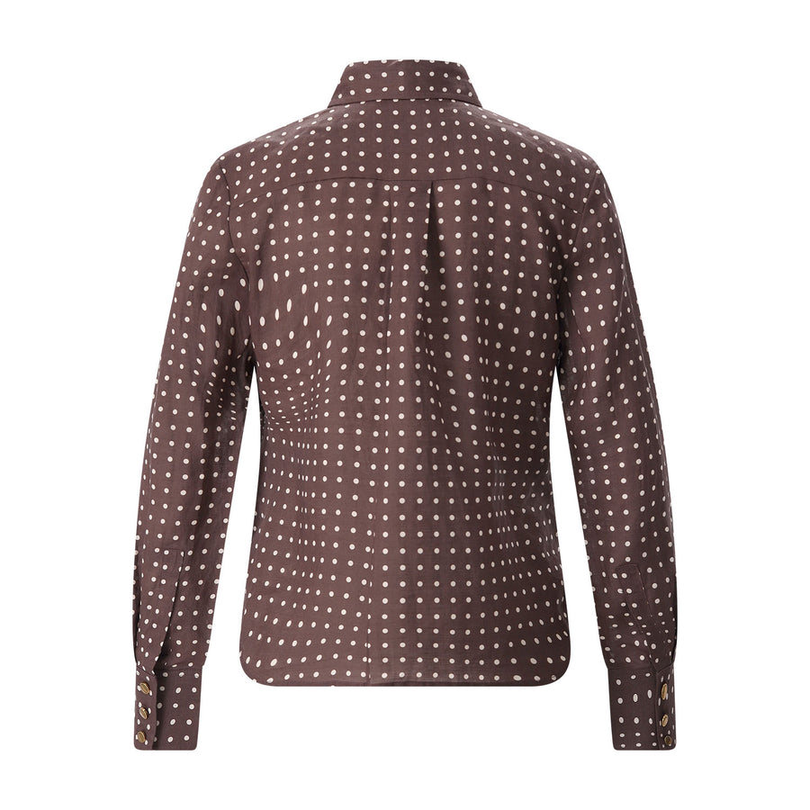 Hemdbluse Cargo Shirt aus Ramie 42 / Dunkelbraun