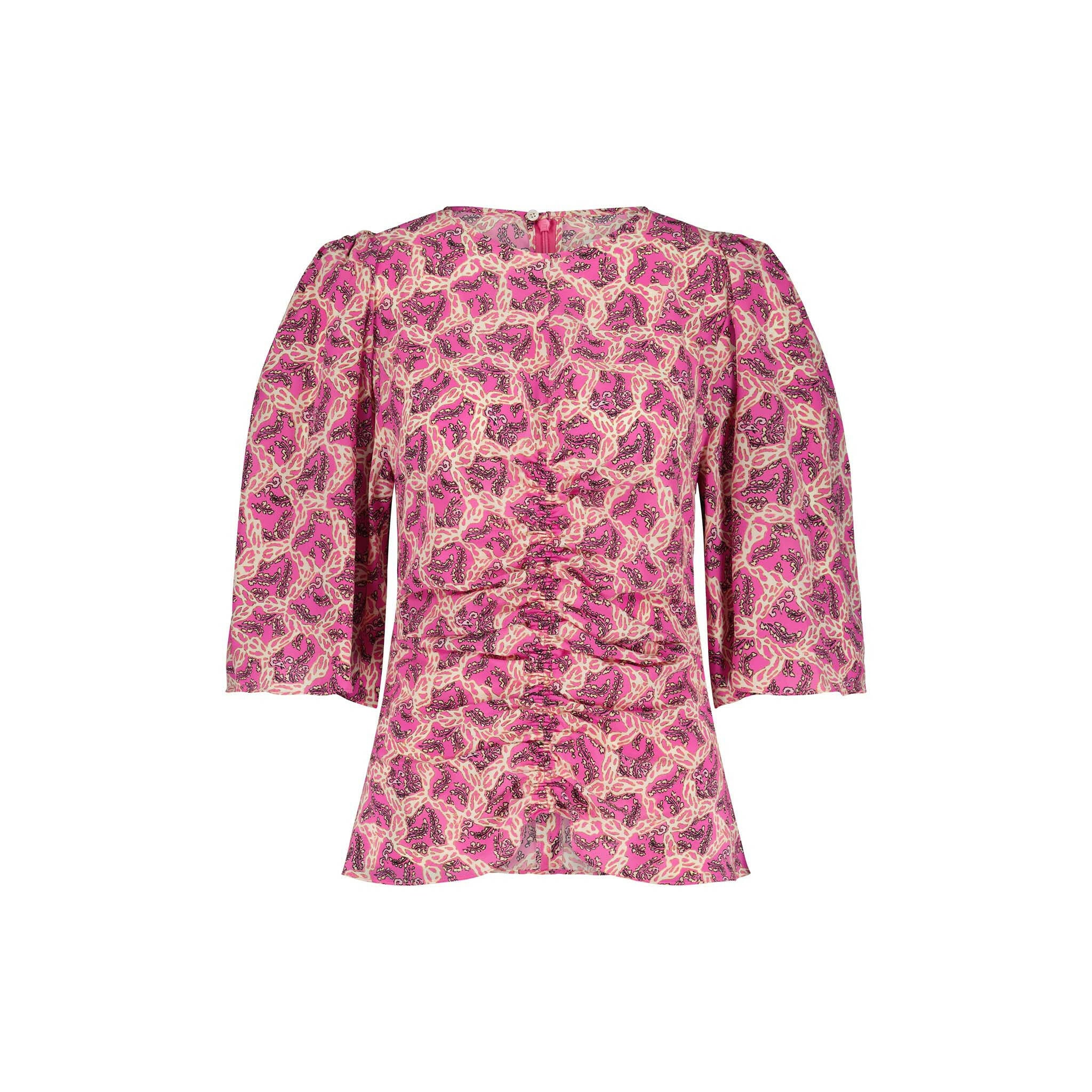 Top Geza aus Seide mit Print